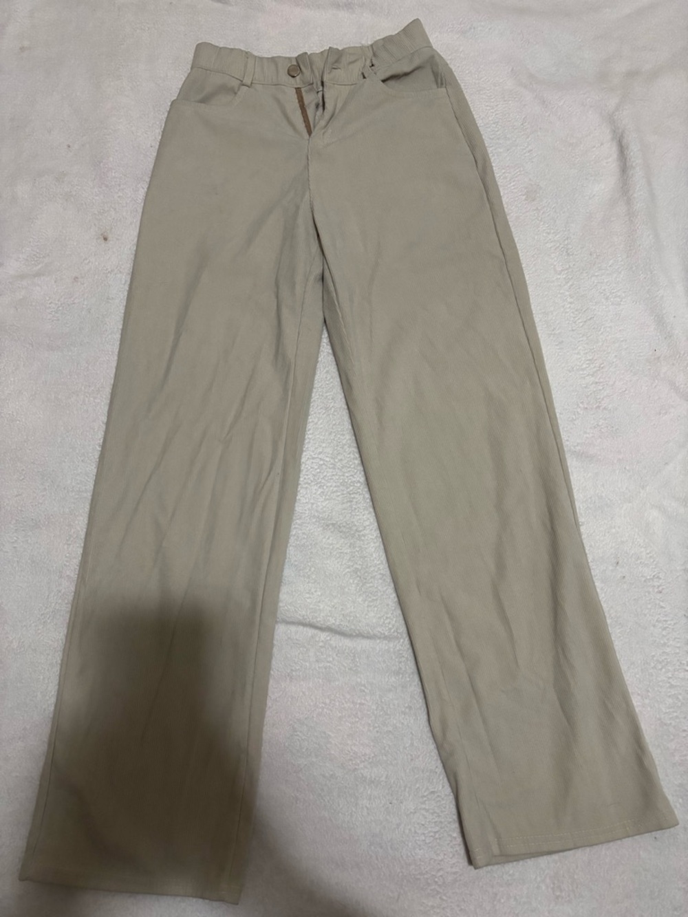 Corduroy Casual Straight-Leg Pants - Beige